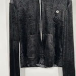 Juicy Couture  Velour Track Jacket Hooded Hoodie Full Zip Up Black Small‎ Photo 0