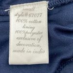 Miami Navy Blue Embroidered Sequin Rhinestone Floral Print Cotton Shorts Size S Photo 4