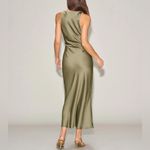 Rihoas Green Satin Boat Neck Slip Midi Dress Size 4 Photo 4