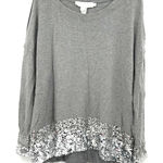 Donna Karan Donna‎ Karan Size Small Boat Neck Long Sleeve Pullover Sweater Gray Sequined Photo 0