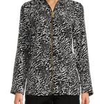 Michael Kors Animal Print Zip Front Jacket Lightweight White Black P/M Photo 0