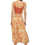 Vince  Floral Garden Smocked A Lined Tiered Midi, Maxi Skirt Orange Large $395 Photo 3