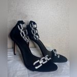 Gianni Bini Black Heels with Silver Chain Detail Photo 1