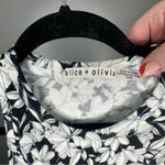 Alice + Olivia Cropped Tank Allen Floral Crop Top XS White and Black Ribbed Photo 3