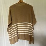 J.Crew factory striped poncho wool blend knit barley tan white strip one size Photo 4