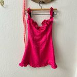 Line and Dot  Hot Pink Penelope Mini Dress Ruffle Sleeve Off Shoulder Floral XS Photo 6