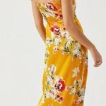 ASTR The Label Yellow Floral Midi Dress NWT Size XS Satin Wrap Ruffle Tie Straps Photo 1