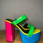 Cape Robbin Neon Colored Double Strap Platform Mule Heels Women’s Size 9 NEW Photo 3
