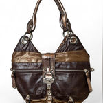 Kathy Van Zeeland  Metallic Hobo Shoulder Bag – Bronze/Brown Leopard Lining Y2K Photo 0