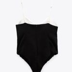ZARA black bodysuit white bow top blouse Photo 7