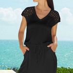 Calvin Klein Crochet Shoulder Tunic Black Cover Up Dress Photo 1
