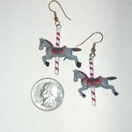 Carousel Horse Retro Boho Unique Earrings Gray Photo 2