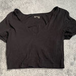 Aerie  offline real me black cropped tee with built in shelf bra Photo 0