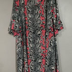 Boutique  Red Pink Snake Print 3/4 Flutter Sleeve Dress With Pockets 2X Photo 0