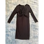ASOS  Black Long Sleeve Front Twist Keyhole Opening Dress US Size 14 Photo 2