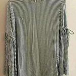 BeachLunchLounge NAVY/WHITE Vertical Striped Bell Sleeves Blouse, Small/Medium Photo 0