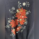 Jerzees Navy Floral Crew Neck Sweater Photo 3
