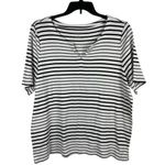 Talbots Navy Blue White Short Sleeve Popover V-neck Nautical Picnic Top 2X Photo 0