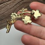 Rhinestone Flower Gold Tone Lot Of 2 Flowers Photo 4