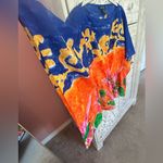 Ralph Lauren  vibrant dloral coverup/tunic top with drawstring dolman sleeves S/P Photo 3