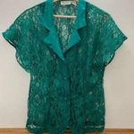 Victoria's Secret EUC Vintage Victoria’s Secret Emerald Green Lace Lingerie Pajama Top Size Med Photo 0