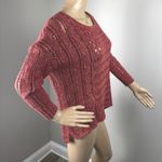 American Eagle Red/Orange Crochet Knit Sweater Women's Open Weave Boat Neck 3/4 Sleeve Photo 8