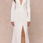 Lulus New  Stunning Romance White Long Sleeve Mermaid Maxi Dress Size Small Photo 0