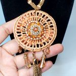 Rhinestone Chain Dangle Bohemian Necklace 26" Lobster Closure Photo 3