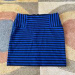 Forever 21 Vintage y2k Black Blue Stripe Mini Bodycon Skirt Back Zipper Medium Photo 1