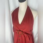 ASOS Rust Halter Dress backless with Wooden Ring Detail cotton linen NWT 8 Photo 3