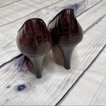 Theory  Crocodile Embossed Leather Pump Open Toe Heels Women’s Size 38.5 Eur. Photo 2