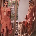 House Of CB 'Reine' Rose Real Silk Ruffle Midi Dress NWOT size M Photo 1