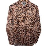 Ivory Top Women Size L Leopard Brown Black Button Up Career Modest Closet Staple Size L Photo 0