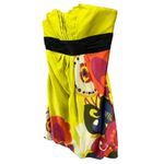 Kay Unger Y2K Dress 14 Chartreuse Yellow Strapless Silk Floral Pleated Cocktail Photo 2