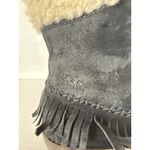 UGG  Women’s Shoreline Boots Size 9 Black Suede Shearling Fringe Lace Up 5755 Photo 9