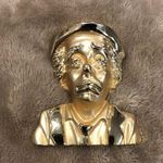Vintage Gold Crying Unhappy Circus Clown Pin Brooch Photo 0