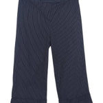 Ann Taylor Black Pinstripe Cropped Wide Leg Pants Size 8 Pinstripe Dress Pants Photo 0