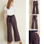 Modcloth NWOT Savannah Plaid Wide Leg Red Blue New Photo 1