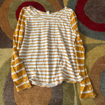 We The Free Free People  Mustard Yellow White Stripe Long Sleeve Tee Shirt Large Photo 0