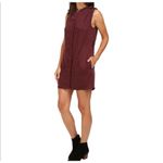 Michael Stars Burgundy Band Collar Sleeveless Pleated Shoulder Shirt Dress Sz L Photo 1