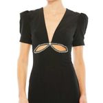 Mac Duggal leena for Black Embelished Cutout Short Sleeve Formal Gown Size 8 Photo 2