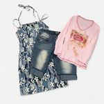 City Triangles Vintage 90s Y2K Summer 3 Lot Bundle  Dress Angels Shorts Lapis Top Photo 0