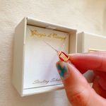 Sterling Silver 925 rose gold chain red & white diamond 19” necklace Photo 4