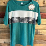 Sunshine & Rodeos Turquoise‎ Camo Stripe Top Size Small Photo 0