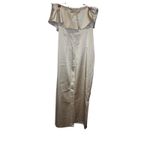 ZARA Women's Dress Strapless Satin Effect Sand Midi Back Slit 3897/851 Small NWT Photo 4
