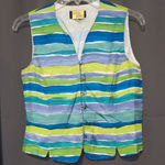 Jeremy Spenser Women's Small Silk Vest, Cool Multicolor Striped Vest, 100% Silk Blue Photo 0