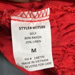 Sienna Sky Vibrant Red linen Blend bow detail Crop top Photo 3