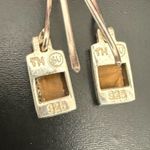 Vintage SU 925 Sterling Silver Tigers Eye Small Dangling Earrings 1.7g. Photo 6