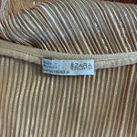 ZARA  Gold Metallic Shimmer Pleated Flowy Fit Top Small Photo 3