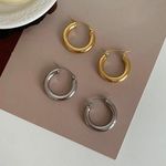 Silver Hoop Earring medium Hoops Earrings Simple Hoop Photo 3